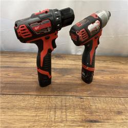 AS-IS Milwaukee M12 12V Lithium-Ion Cordless Drill Driver/Impact Driver Combo Kit