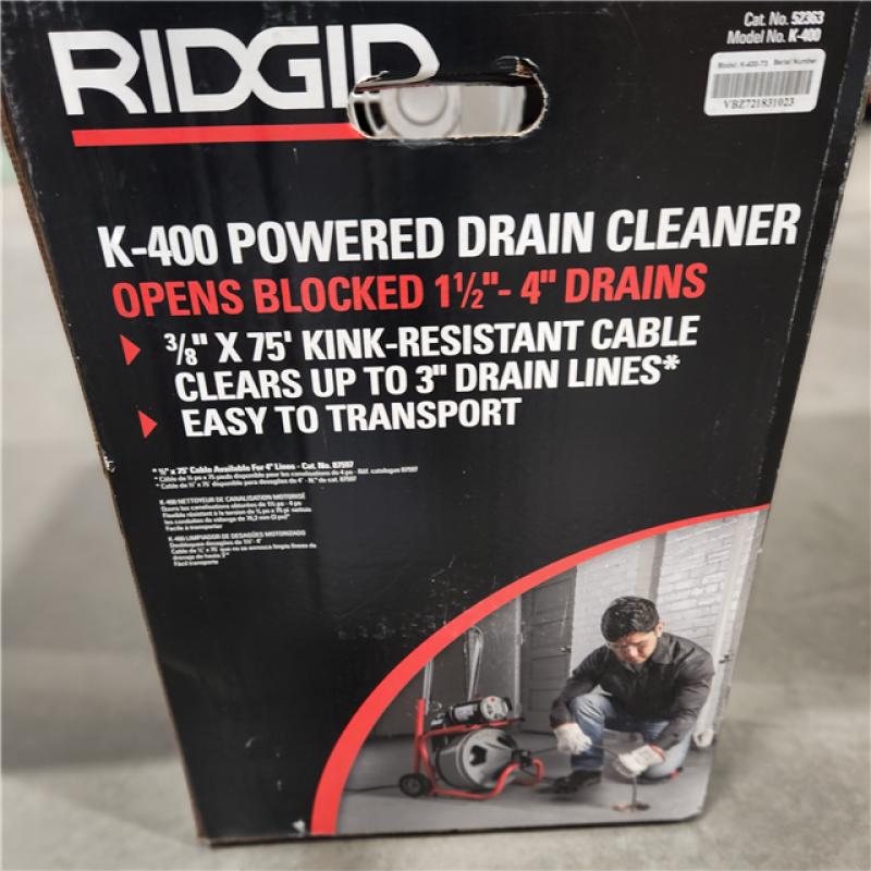 RIDGID K-400 Drain Cleaning Snake Auger 120-Volt Drum Machine with C-32IW  3/8 in. x 75 ft. Cable + 4-Piece Tool Set & Gloves 52363 - The Home Depot