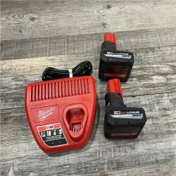 AS-IS Milwaukee M12 12V Lithium-Ion XC High Output 5.0 Ah Battery Pack (2-Pack) Starter Kit with Charger