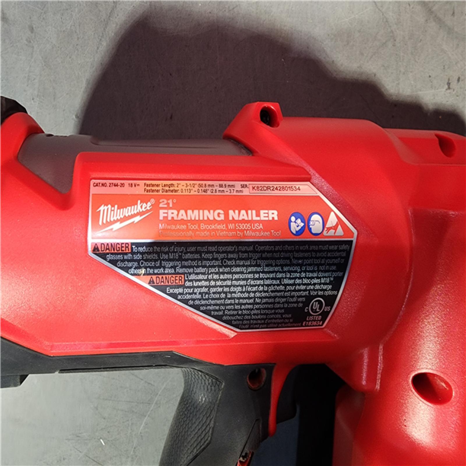 HOUSTON LOCATION - AS-IS Milwaukee 2744-20 M18 FUEL 21-Degree Cordless Framing Nailer (Tool Only)