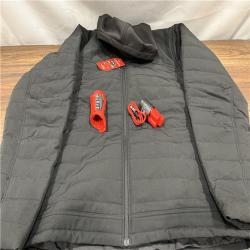 AS IS Milwaukee M12 12V Mens Heated Axis Hooded Jacket with Battery, Black, Size XL - M102B-21XL