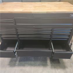 California AS-IS Husky 72 In. 18-Drawer Mobile Workbench withadjustable-HEIGHTTOP TEXTURED MATTE BLACK