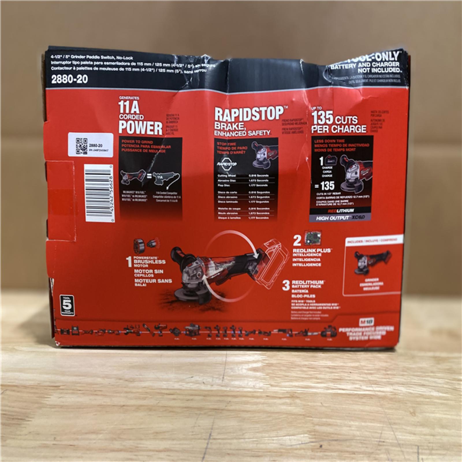 NEW! - Milwaukee M18 FUEL 18V Lithium-Ion Brushless Cordless 4-1/2 in./5 in. Grinder w/Paddle Switch (Tool-Only)