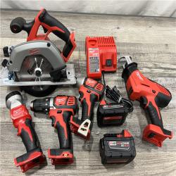 AS-IS Milwaukee M18 18-Volt Lithium-Ion Cordless Combo Tool Kit (5-Tool) with (1) 3.0Ah and (1) 1.5Ah Battery, (1) Charger, (1) Tool Bag