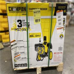 DALLAS LOCATION - Champion Power Equipment 3 in. Dia 224 cc 2-in-1 Upright Gas Powered Wood Chipper Shredder