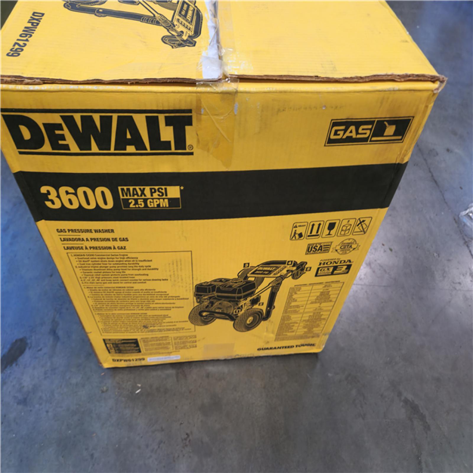 California AS-IS DEWALT 3600 PSI 2.5 GPM Cold Water Gas Professional Pressure Washer with HONDA GX200 Engine