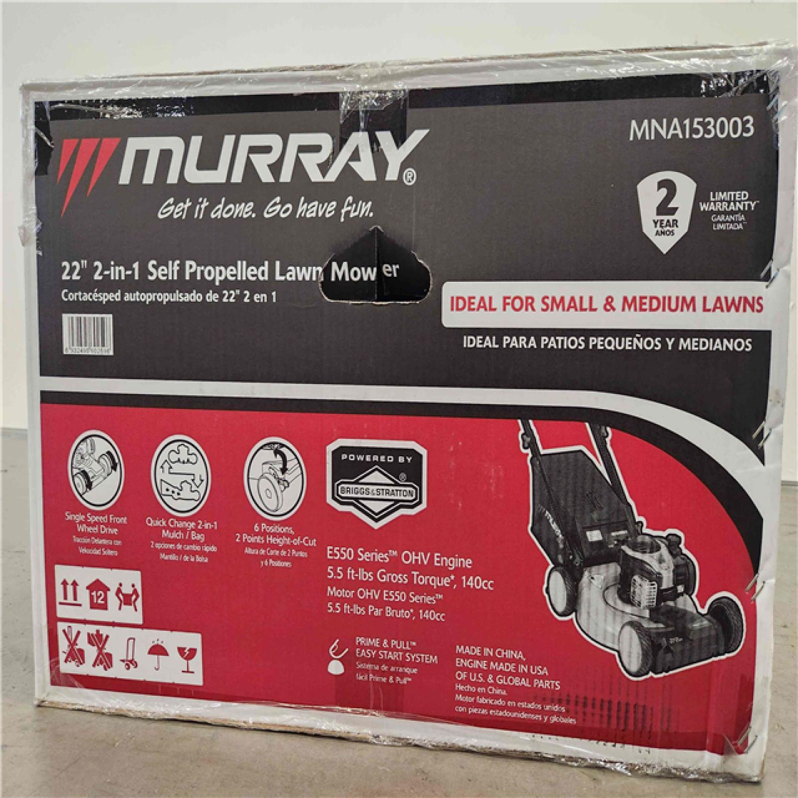 Phoenix Location NEW Murray 22 in. 140 cc Briggs & Stratton Walk Behind Gas Self-Propelled Lawn Mower with Front Wheel Drive and Bagger MNA153003