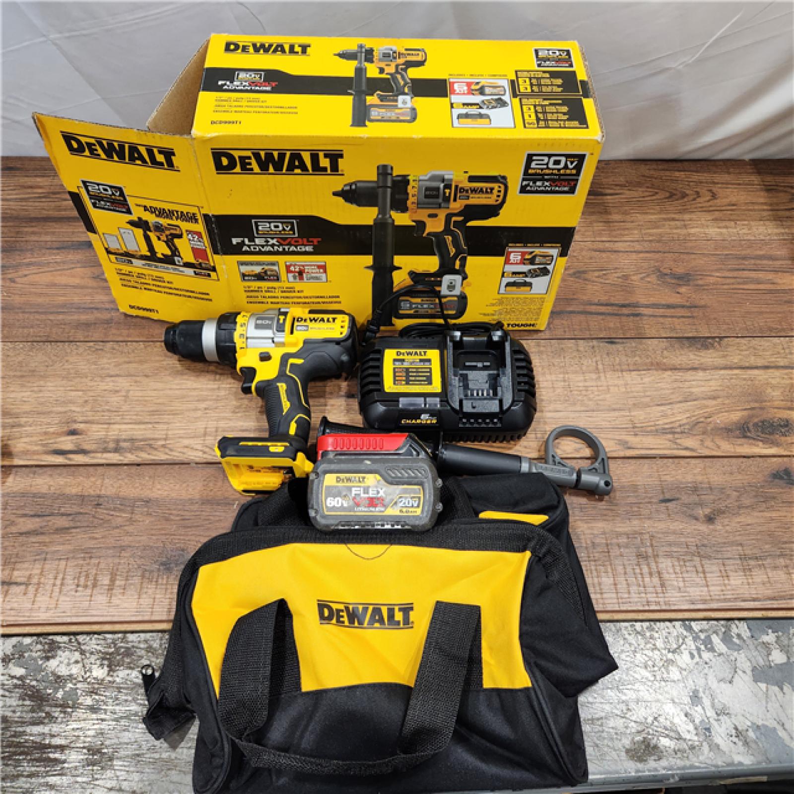 AS-IS Dewalt FLEXVOLT 20 Volt 1/2 in. Brushless Cordless Hammer Drill/Driver Kit (Battery & Charger)