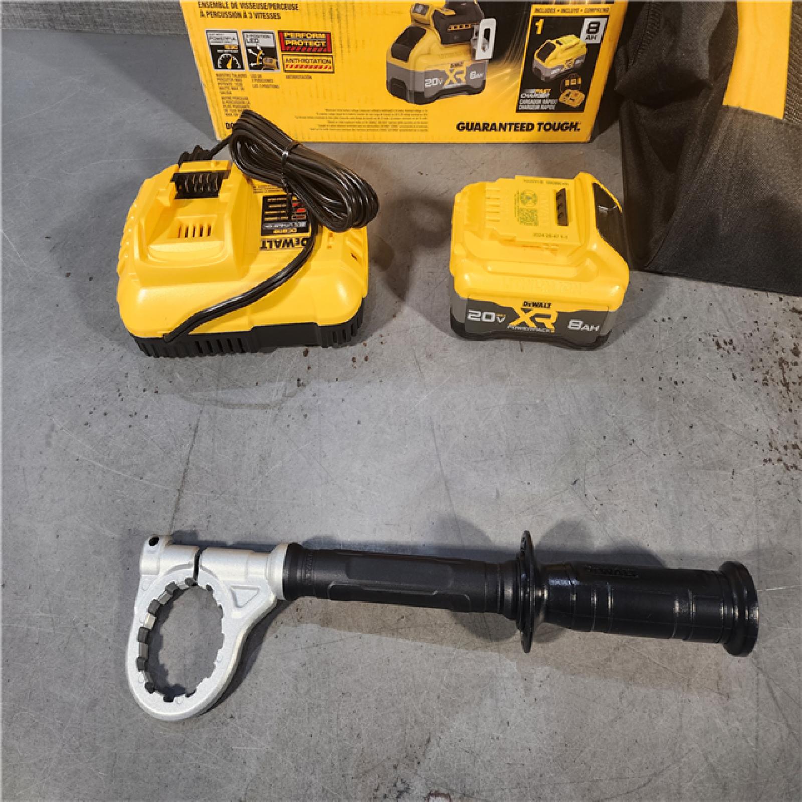 HOUSTON LOCATION - AS-IS DEWALT 20V XR Lithium-Ion Cordless Hammer Drill Kit with 8.0 Ah Battery, Charger and Kit Bag