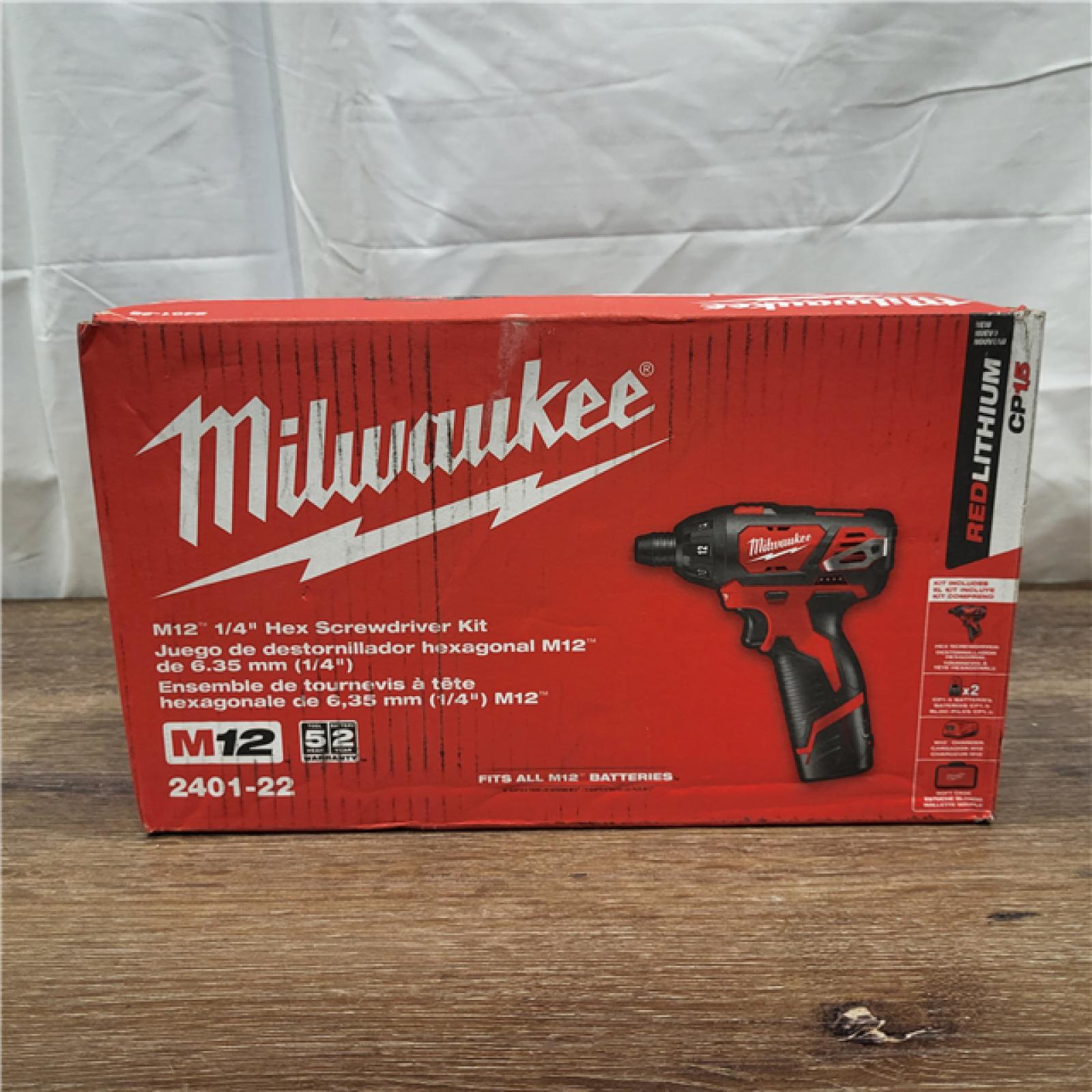 AS-IS Milwaukee 2401-22 - M12 12V Cordless Screwdriver Kit