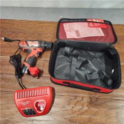 AS-IS M12 12V Lithium-Ion Cordless 3/8 in. Drill/Driver Kit with Two 1.5 Ah Batteries, Charger and Tool Bag