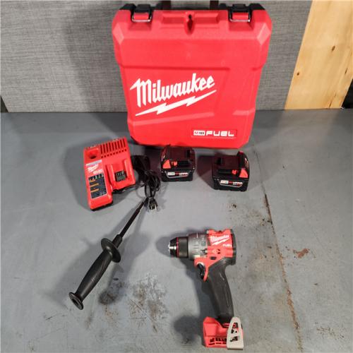 HOUSTON LOCATION - AS-IS Milwaukee 2904-22 Hammer Drill Driver Kit with Batteries  Charger & Tool Case  Red