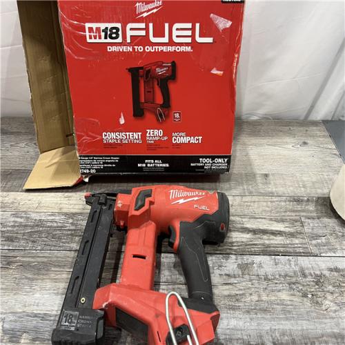 AS-IS MILWAUKEE M18 FUEL 18-Volt Lithium-Ion Brushless Cordless 18-Gauge 1/4 in. Narrow Crown Stapler (Tool-Only)