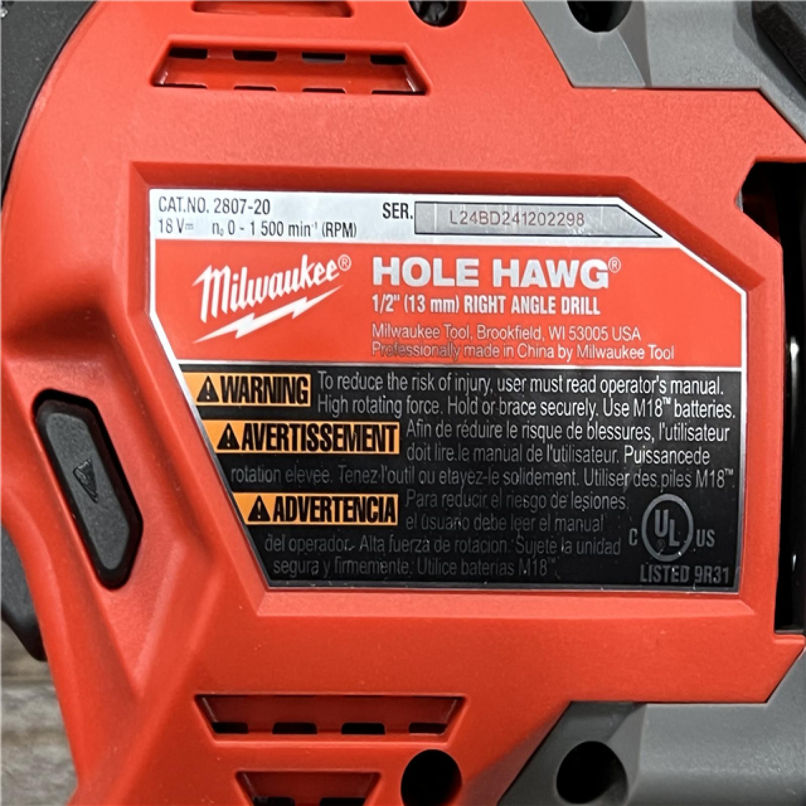 AS-IS Milwaukee M18 18V Fuel Hole Hawg 1/2  Right Angle Drill 2807-20