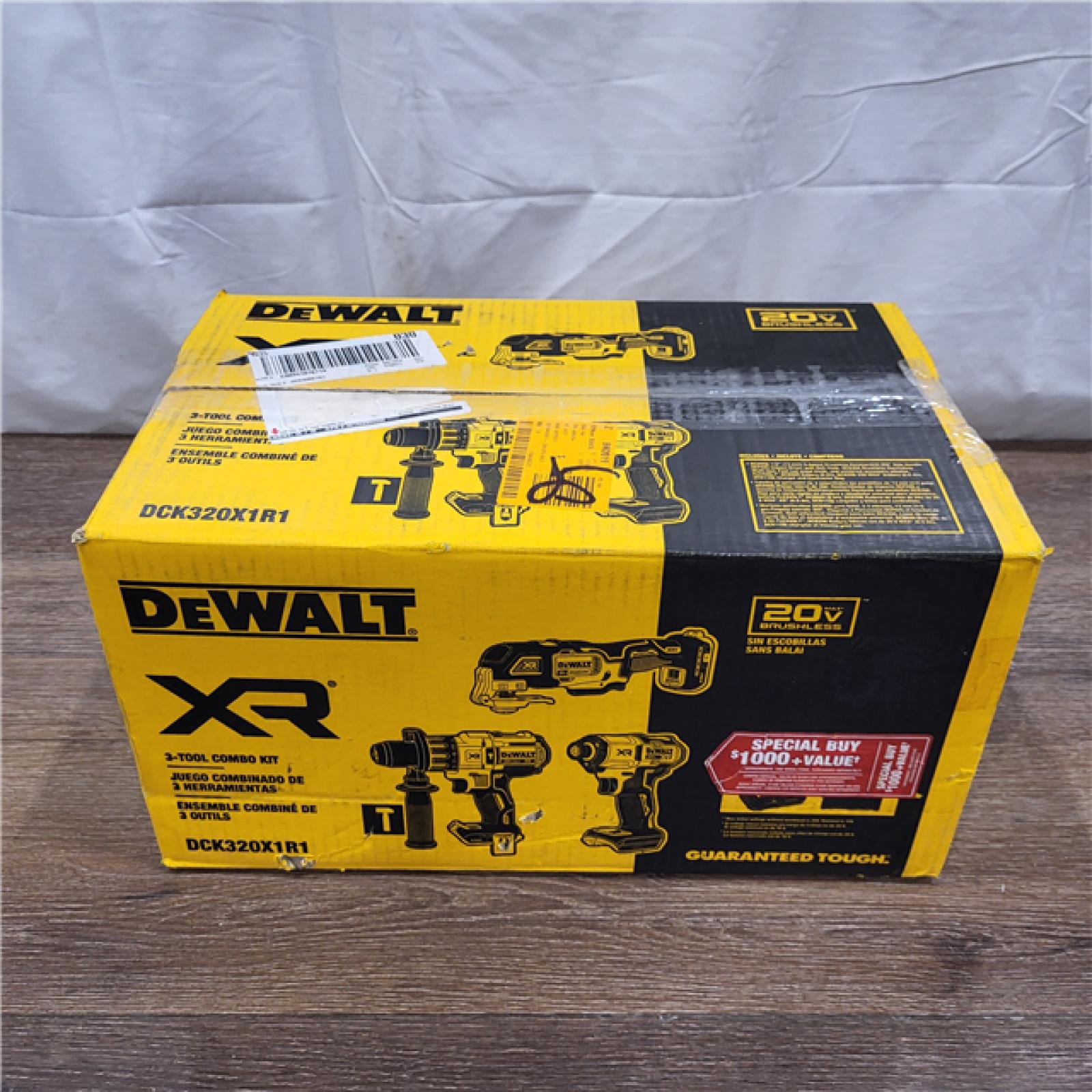 AS-IS DEWALT 20-Volt Lithium-Ion Cordless 3-Tool Combo Kit with FLEXVOLT 9 Ah and 20V 6 Ah Batteries and Charger