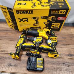 AS-IS DEWALT 20-Volt Maximum Lithium-Ion Cordless 4-Tool Combo Kit with (2) 4 Ah Batteries and Charger