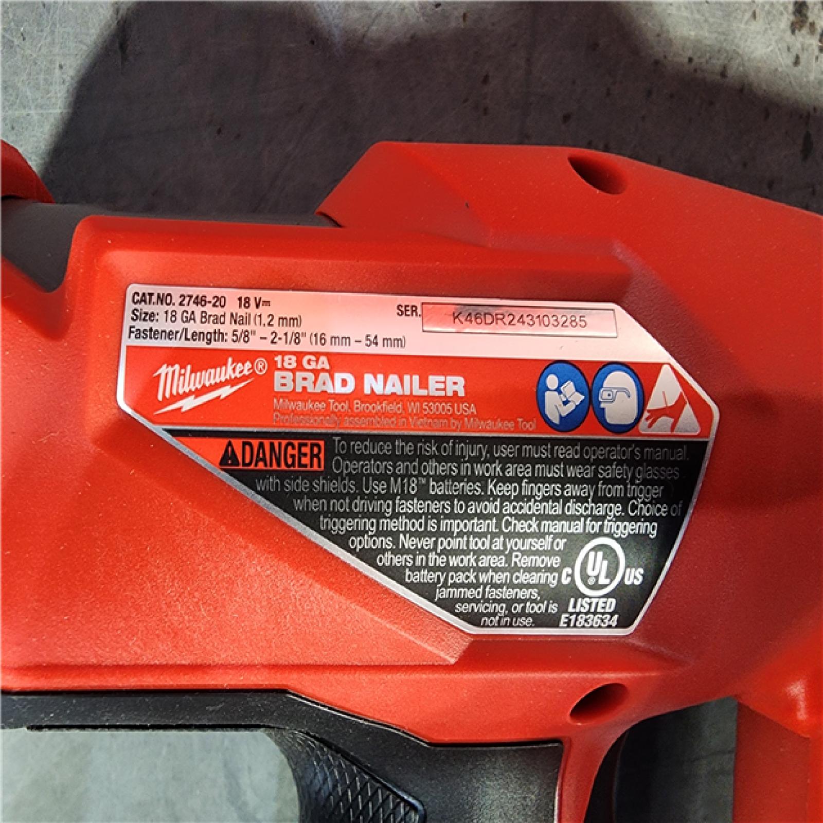 HOUSTON LOCATION - AS-IS Milwaukee M18 Fuel 18V Brushless 18-Gauge Brad Nailer 2746-20 (Bare Tool)