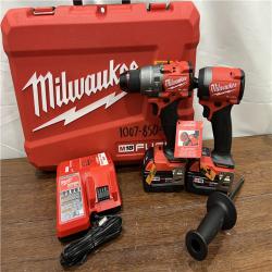 AS-ISMilwaukee M18 FUEL 18V Lithium-Ion Brushless Cordless Hammer Drill and Impact Driver Combo Kit (2-Tool) with 2 Batteries