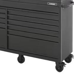 DALLAS LOCATION - Husky 56 in. W x 22 in. D Heavy Duty 23-Drawer Combination Rolling Tool Chest and Top Tool Cabinet Set in Matte Black