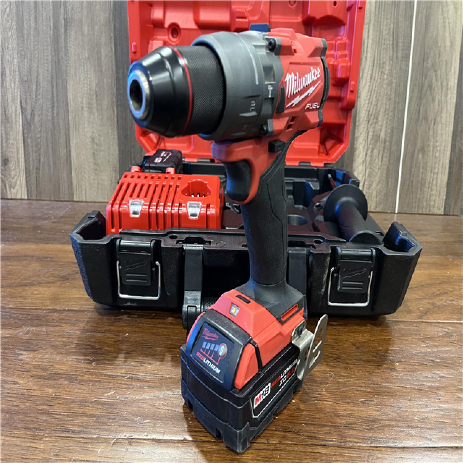 AS-IS Milwaukee  Hammer Drill Driver Kit with Batteries  Charger & Tool Case