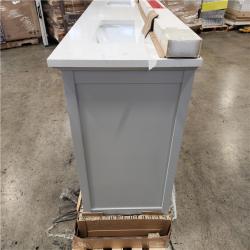 Phoenix Location NEW Home Decorators Collection Dennick 60 in. Double Sink Gray Bath Vanity with White Engineered Stone Top (Assembled)