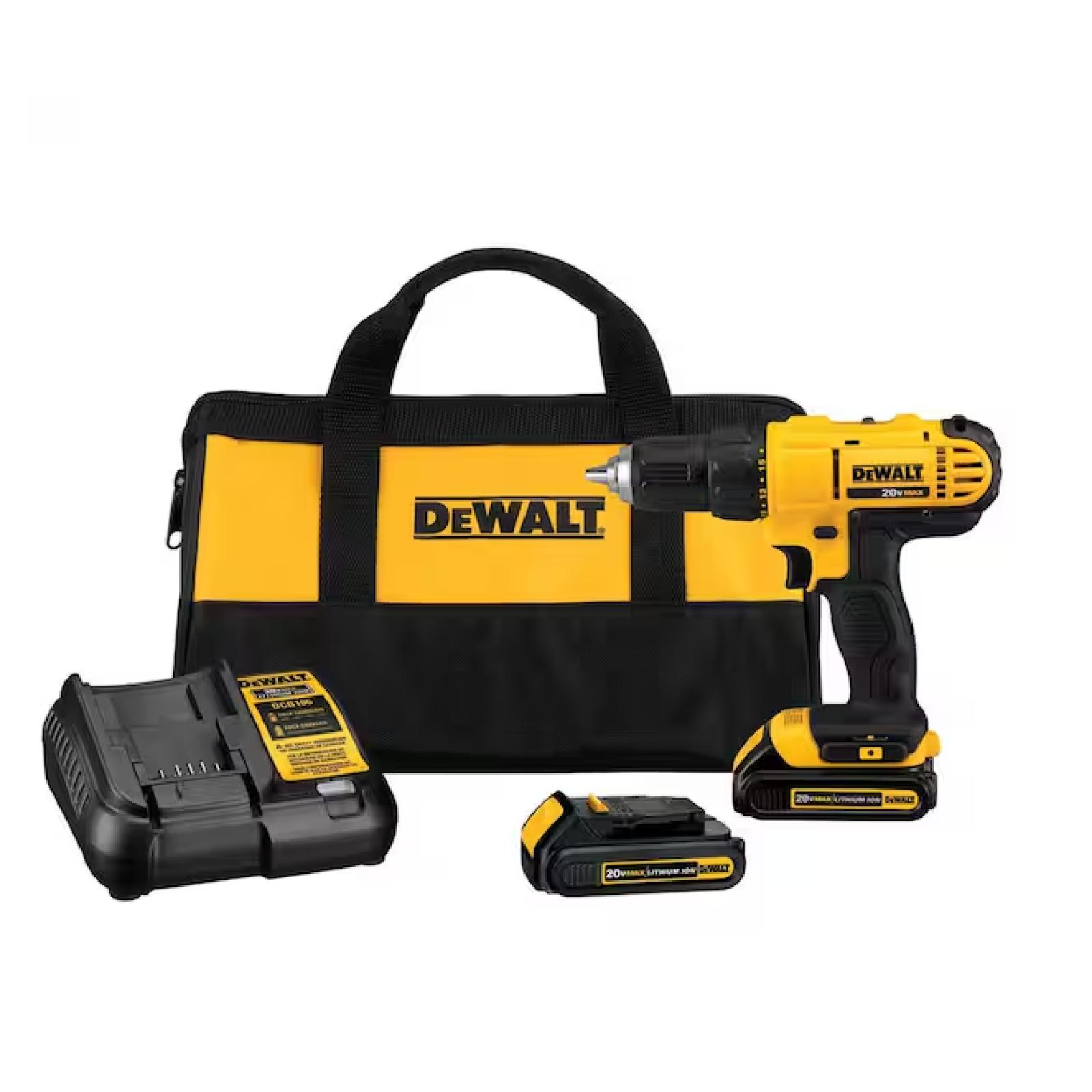 NEW! - DEWALT 20V MAX Cordless 1/2 in. Drill/Driver, (2) 20V 1.3Ah Batteries, Charger and Bag