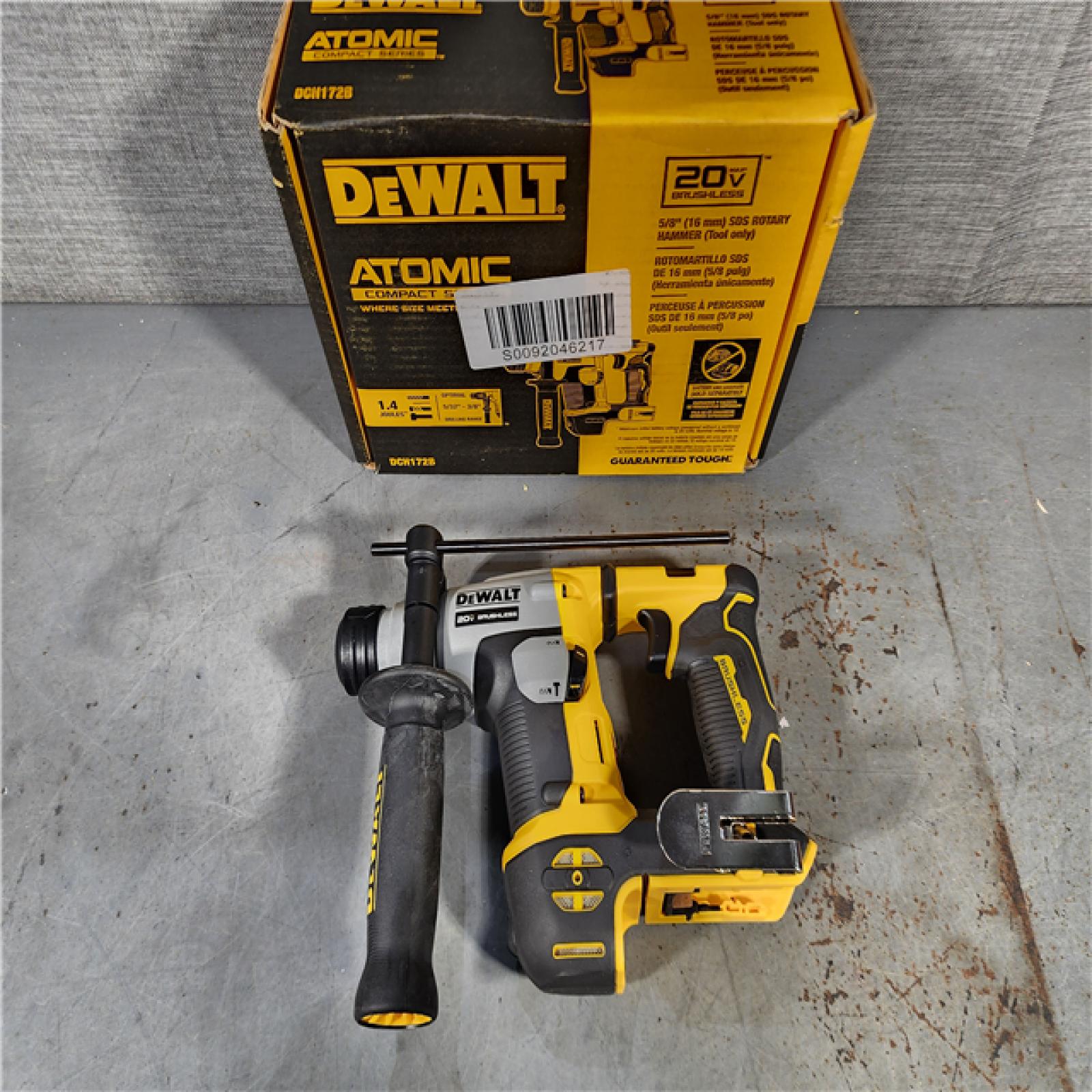 HOUSTON LOCATION - AS-IS (APPEARS LIKE NEW) Dewalt DCH172B MAX Atomic 20V 5/8 Inch Brushless Cordless SDS Plus Rotary Hammer (Tool Only)