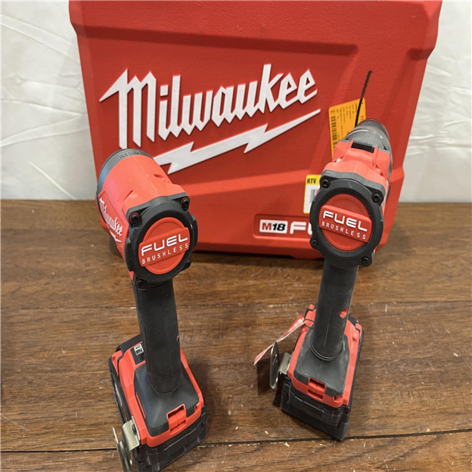 AS-ISMilwaukee M18 FUEL 18V Lithium-Ion Brushless Cordless Hammer Drill and Impact Driver Combo Kit (2-Tool) with 2 Batteries