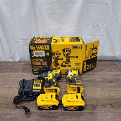 AS-IS DEWALT 20V MAX XR Hammer Drill and ATOMIC Impact Driver 2 Tool Cordless Combo Kit with (2) 4.0Ah Batteries, Charger, and Bag