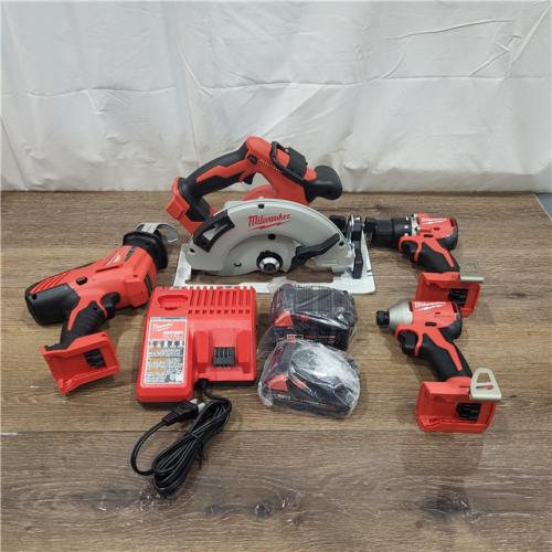 AS-IS M18 18-Volt Lithium-Ion Brushless Cordless Combo Kit (4-Tool) with 2-Batteries, 1-Charger and Tool Bag