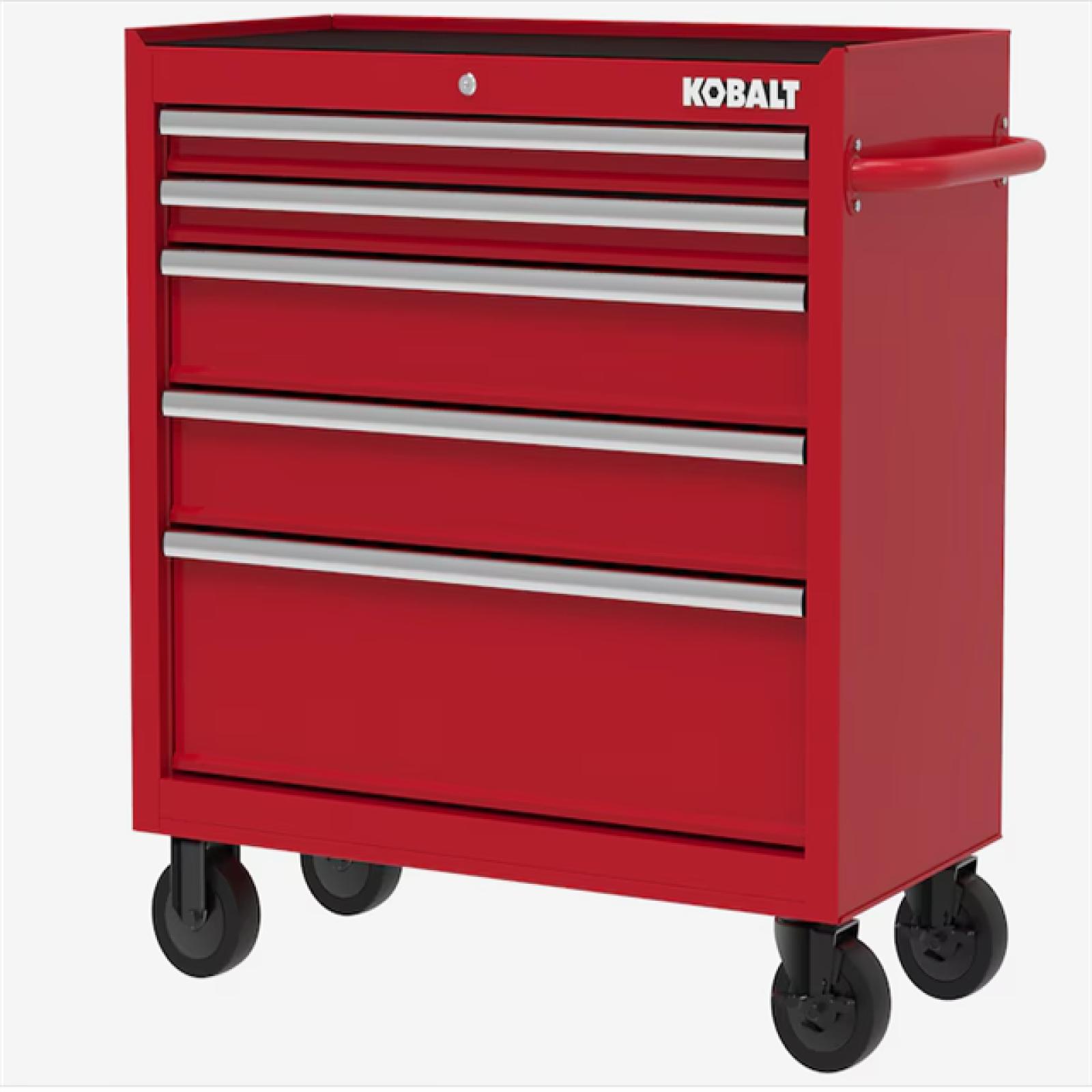 DALLAS LOCATION - Kobalt 36-in W x 38-in H 5-Drawer Steel Rolling Tool Cabinet (Red) PALLET - (4 UNITS)