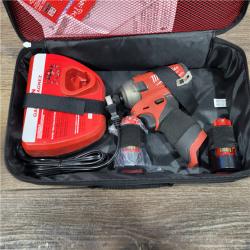 AS-IS M12 FUEL SURGE 12V Lithium-Ion Brushless Cordless 1/4 in. Hex Impact Driver Compact Kit W/Two 2.0Ah Batteries, Bag