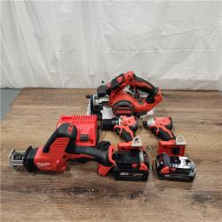 AS-IS M18 18-Volt Lithium-Ion Brushless Cordless Combo Kit (4-Tool) with 2-Batteries, 1-Charger and Tool Bag