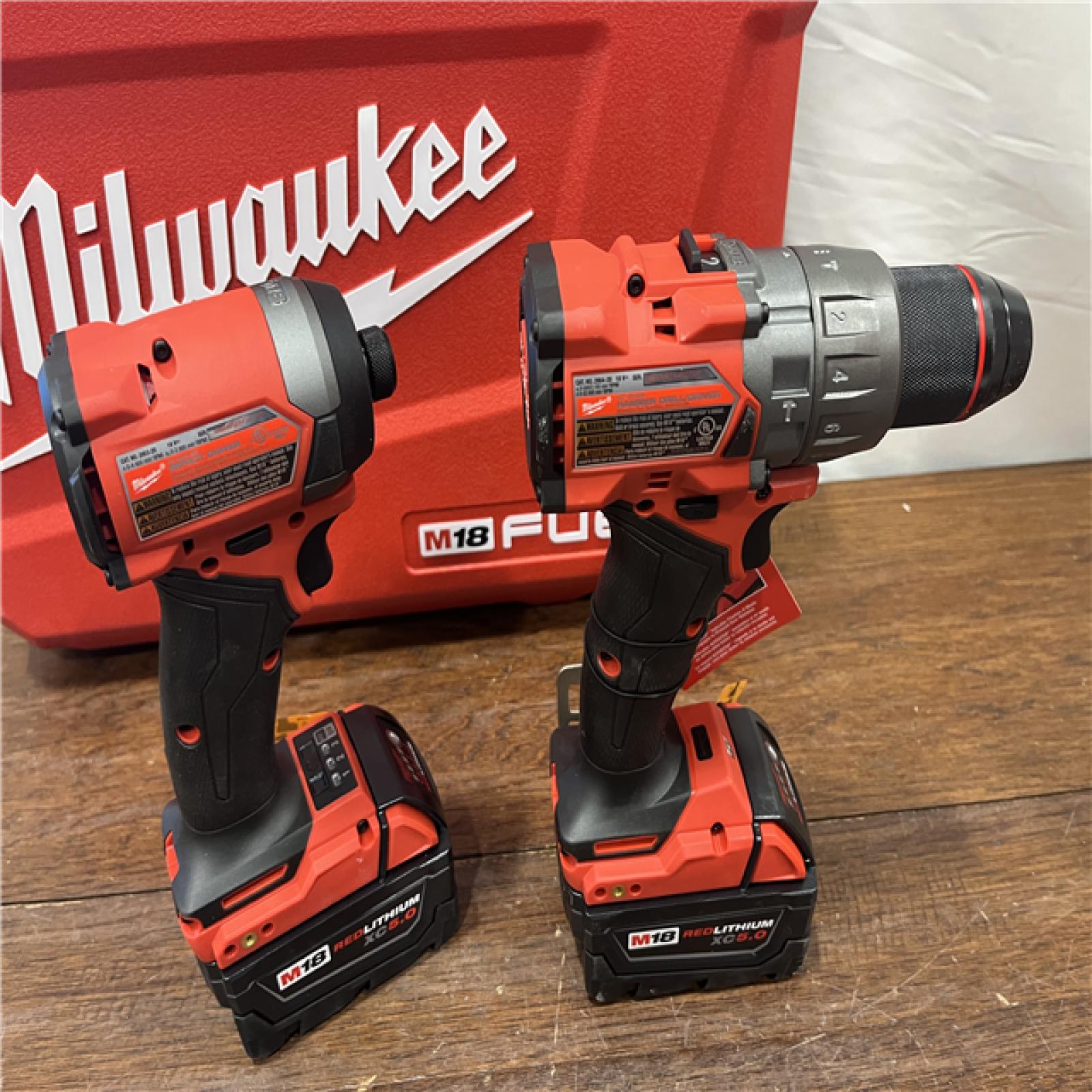 AS-ISMilwaukee M18 FUEL 18V Lithium-Ion Brushless Cordless Hammer Drill and Impact Driver Combo Kit (2-Tool) with 2 Batteries