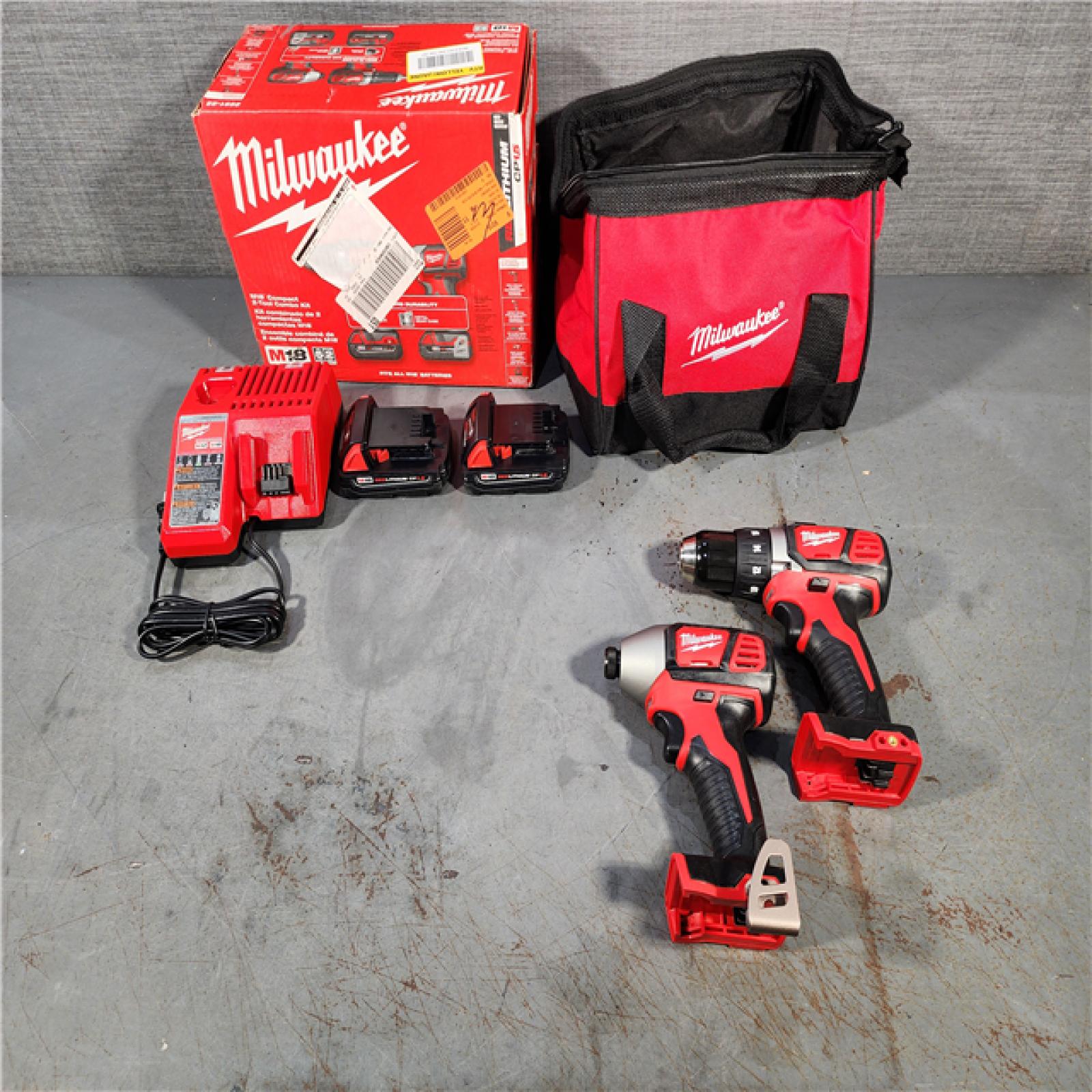 HOUSTON LOCATION - AS-IS Milwaukee M18 18V Cordless Brushed 2 Tool Drill/Driver and Impact Driver Kit