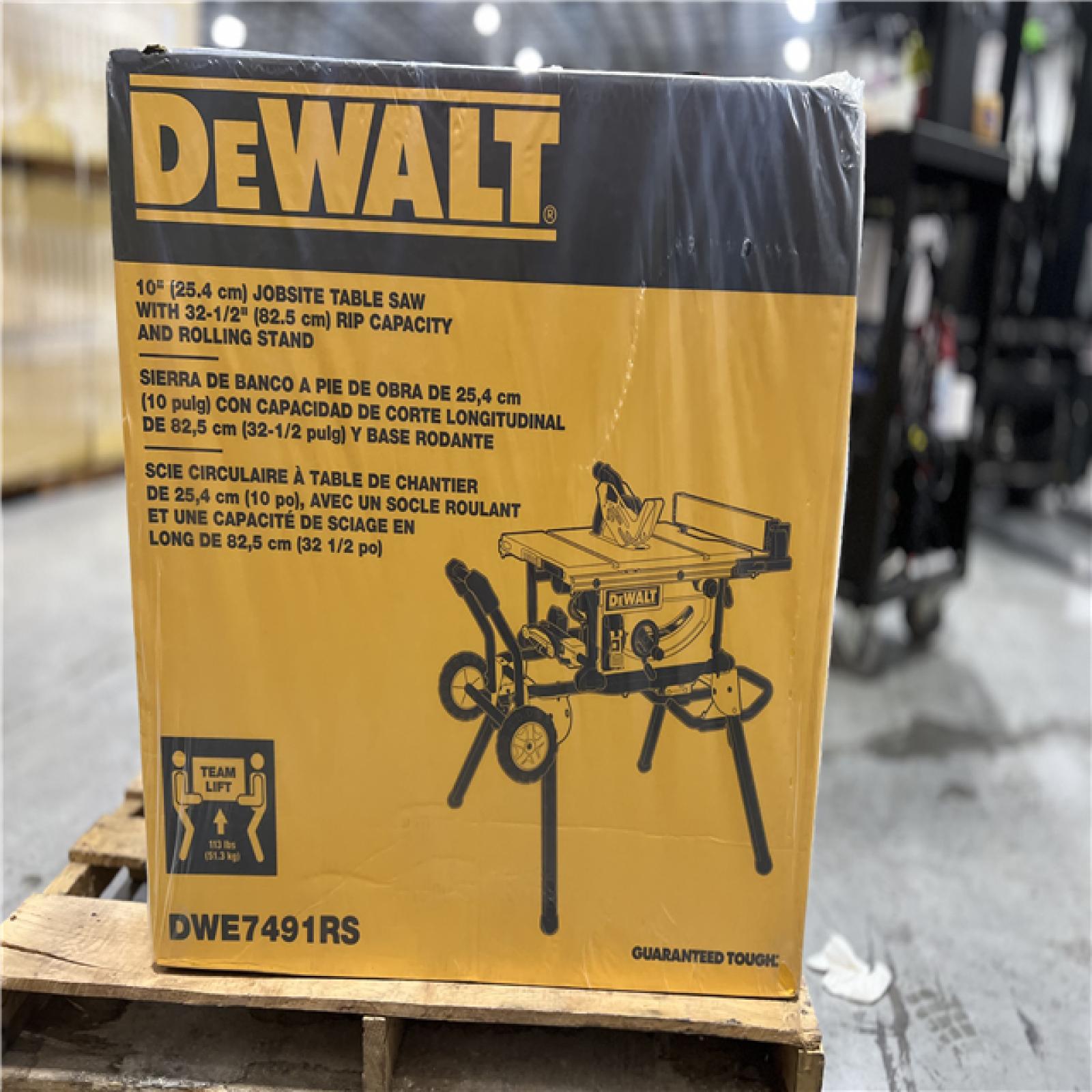 NEW! -DEWALT 15 Amp Corded 10 In. Job Site Table Saw With Rolling Stand