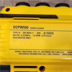 AS-IS Dewalt 20V 550 PSI  1 GPM Cordless Power Cleaner W/ 4 Nozzles Tool-Only DCPW550B