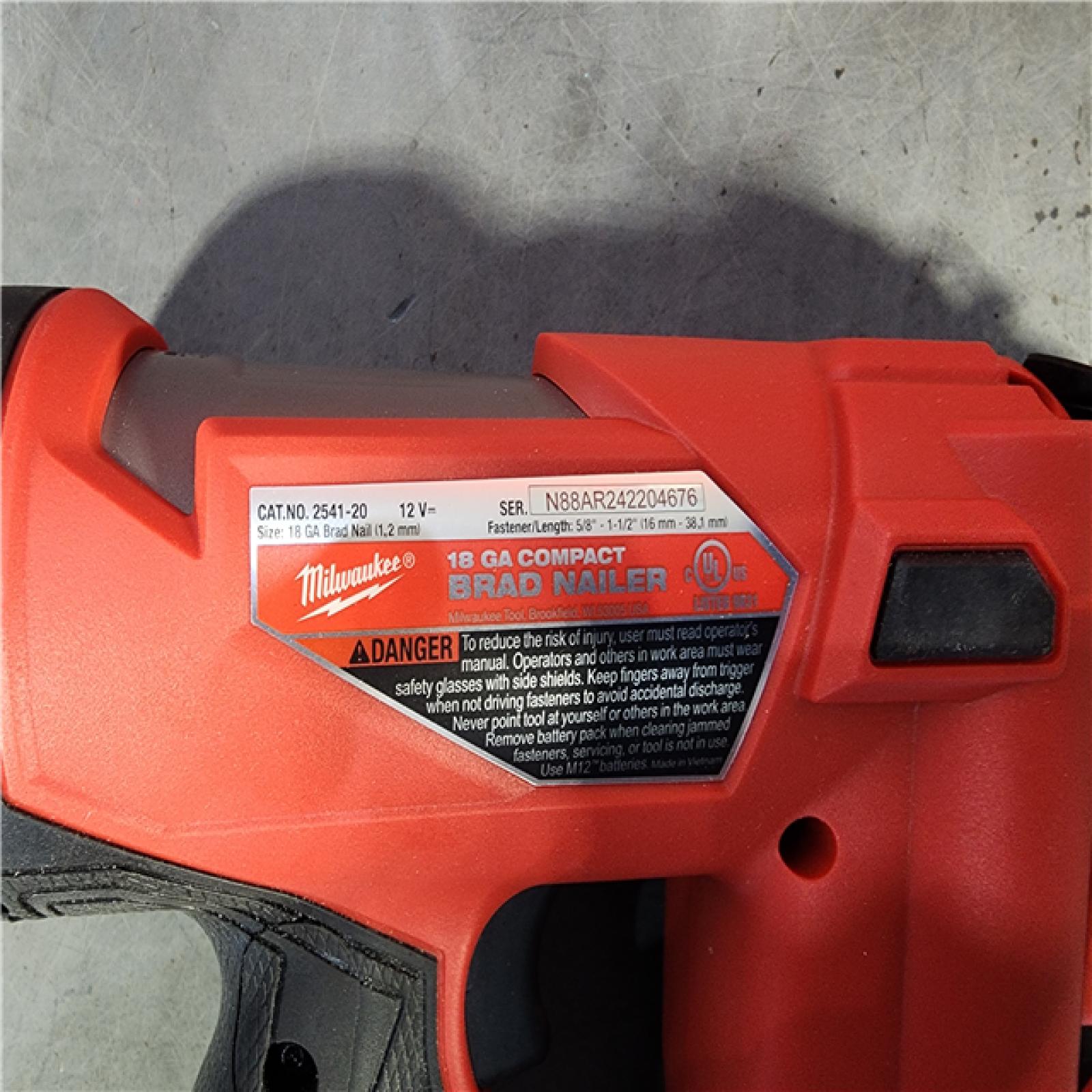 HOUSTON LOCATION - AS-IS M12 FUEL 12-Volt Lithium-Ion Brushless Cordless 18-Guage Compact Brad Nailer (Tool Only)