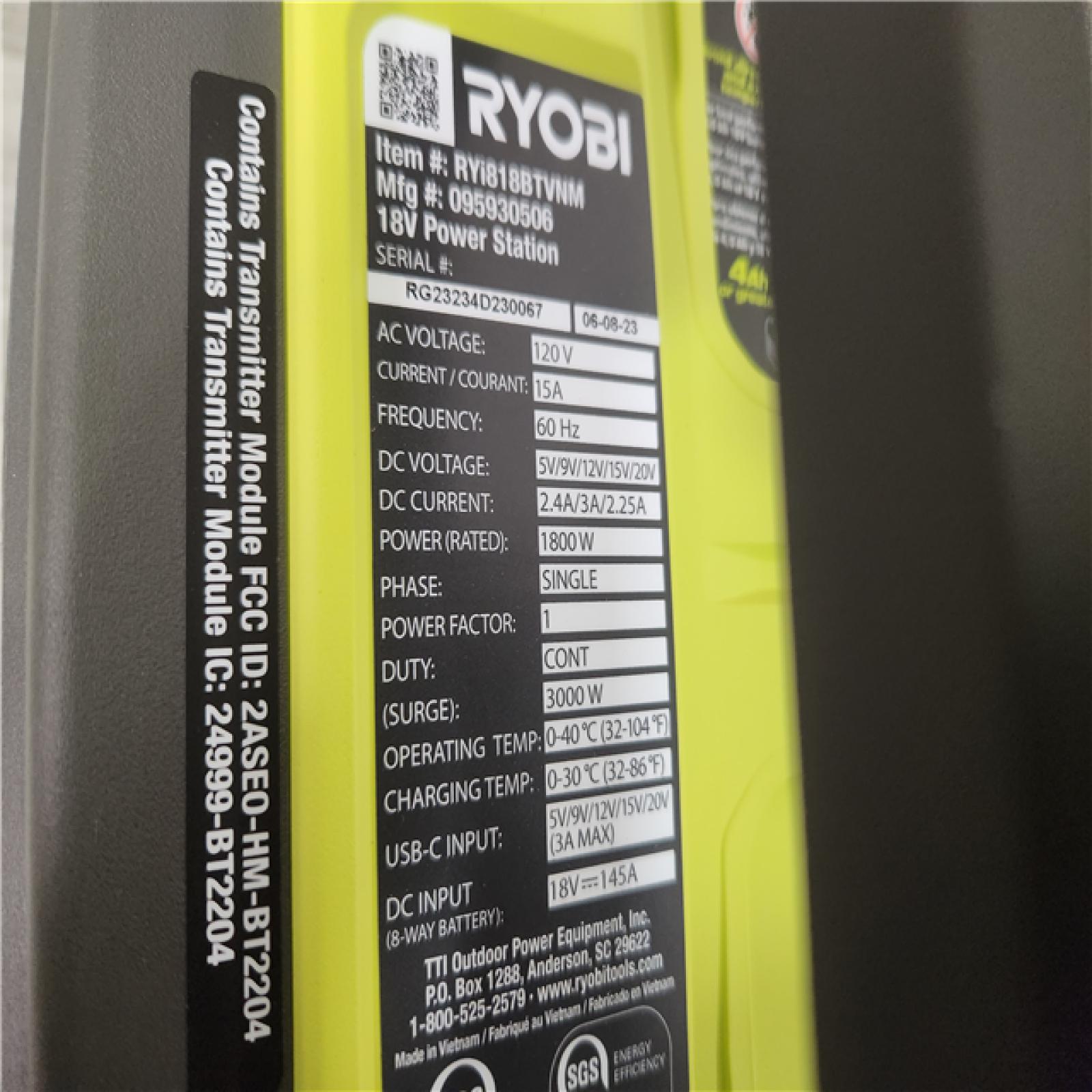 Phoenix Location RYOBI ONE+ 1800-Watt Power Station Battery Inverter Push Button Battery Generator/8-Port Charger (Tool-Only)