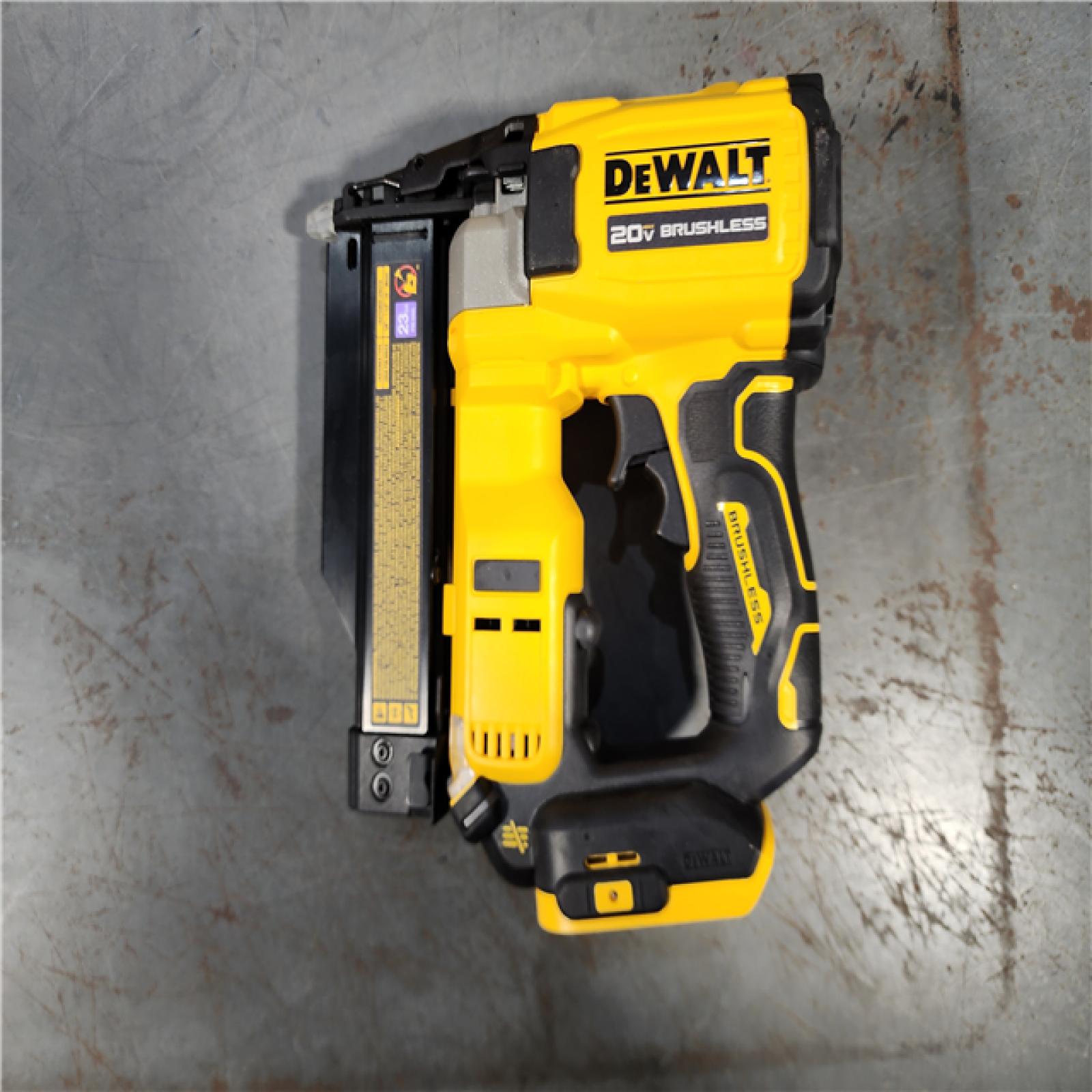 HOUSTON LOCATION - AS-IS DEWALT ATOMIC 20V MAX Lithium Ion Cordless 23 Gauge Pin Nailer Kit with 2.0Ah Battery and Charger