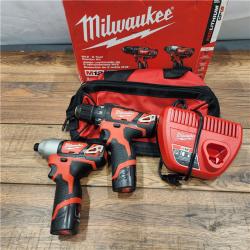 AS-IS M12 12V Lithium-Ion Cordless Drill Driver/Impact Driver Combo Kit with Two 1.5Ah Batteries, Charger and Bag (2-Tool)