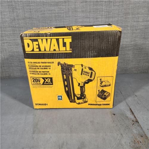 HOUSTON LOCATION - AS-IS DeWalt DCN660D1 20V 16 Gauge Cordless Angled Finish Nailer Kit W/ 2Ah Battery