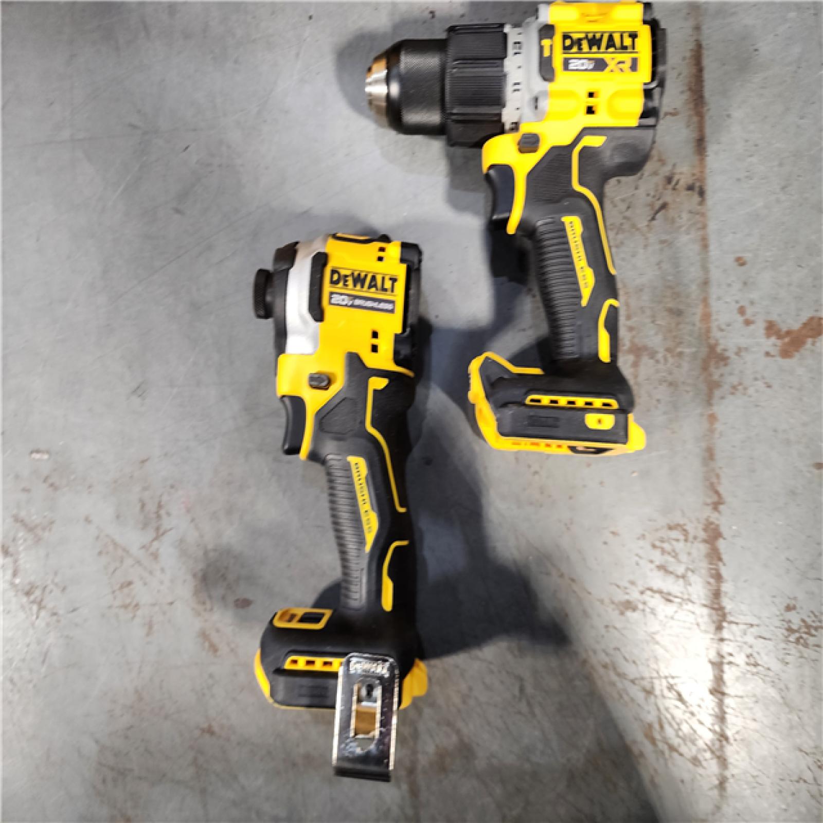 HOUSTON LOCATION - AS-IS DEWALT 20V MAX XR Hammer Drill and ATOMIC Impact Driver 2 Tool Cordless Combo Kit with (2) Batteries, Charger, and Bag