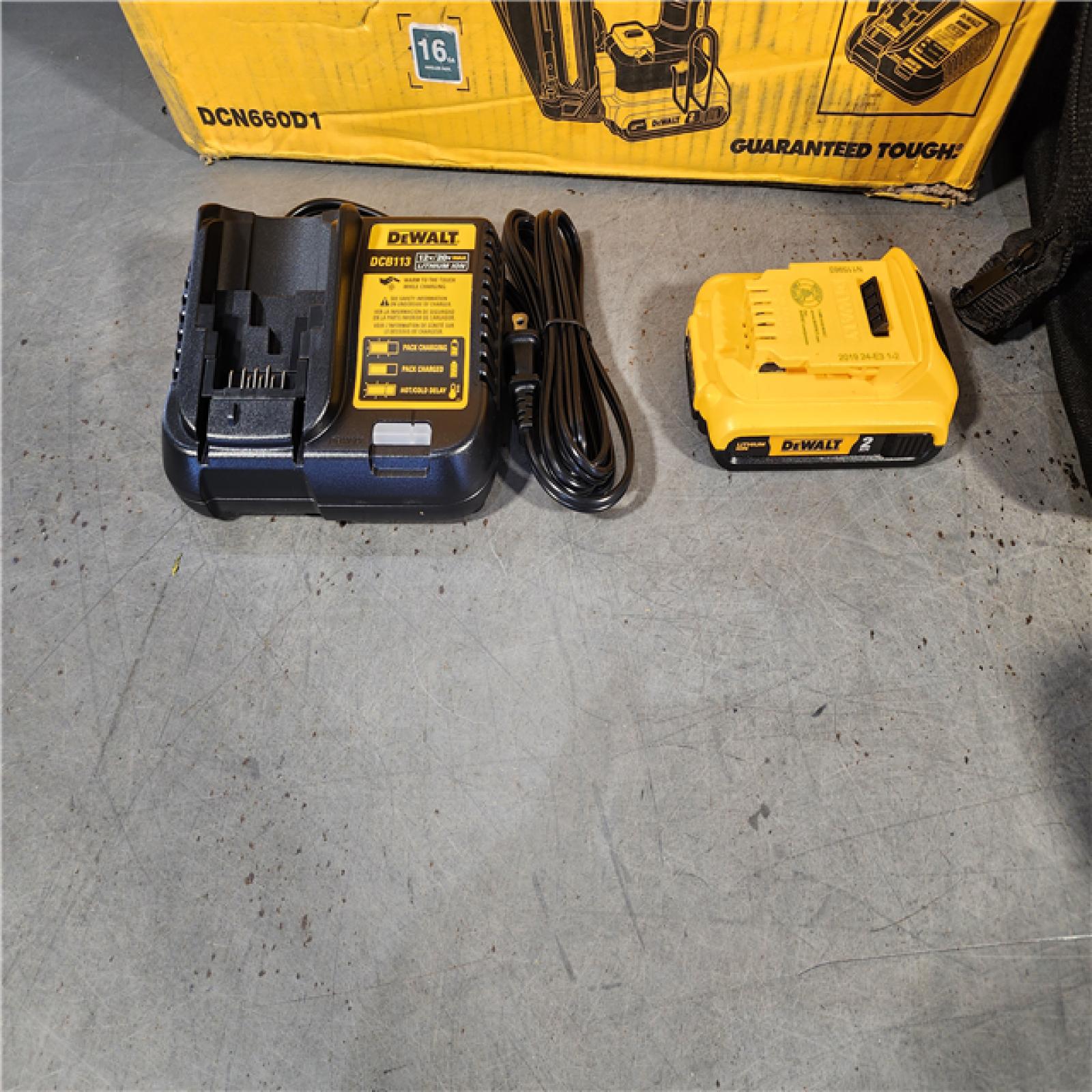 HOUSTON LOCATION - AS-IS DeWalt DCN660D1 20V 16 Gauge Cordless Angled Finish Nailer Kit W/ 2Ah Battery