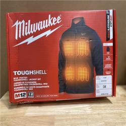 NEW! - Milwaukee Men's 3X-Large M12 12V Lithium-Ion Cordless TOUGHSHELL Black Heated Jacket Kit with (1) 3.0 Ah Battery and Charger