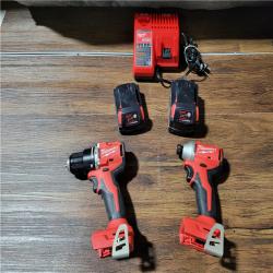 CALIFORNIA AS-IS MILWAUKEE M18 COMPACT BRUSHLESS 2-TOOL COMBO KIT(BATTERIES,CHARGER,AND BAG INCLUDED)