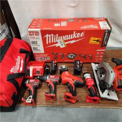 AS-IS Milwaukee M18 18-Volt Lithium-Ion Cordless Combo Tool Kit (5-Tool) with (1) 3.0Ah and (1) 1.5Ah Battery, (1) Charger, (1) Tool Bag