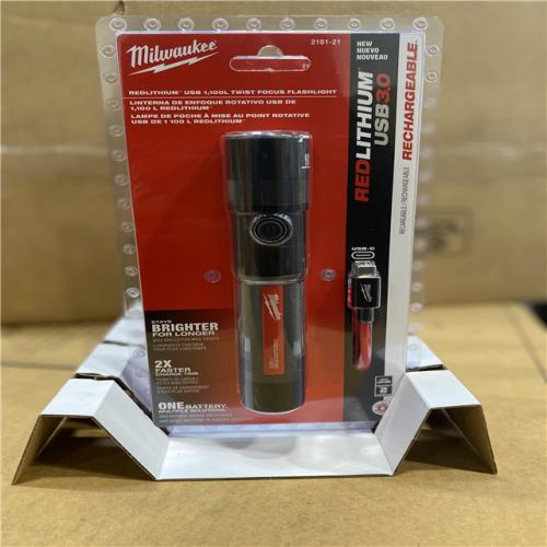 NEW! - Milwaukee 1100 Lumens LED USB Rechargeable Twist Focus Flashlight - (4 UNITS)