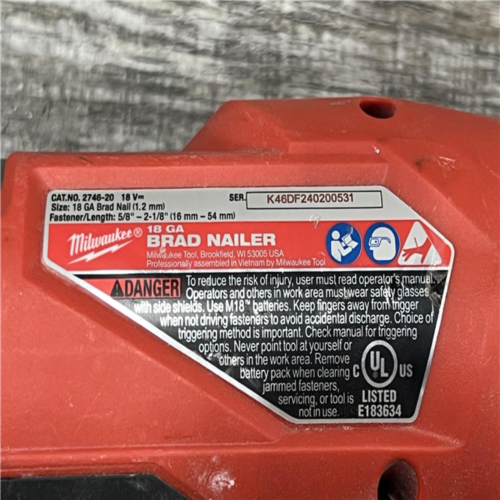 AS-IS Milwaukee M18 Fuel 18V Brushless 18-Gauge Brad Nailer 2746-20 (Bare Tool)