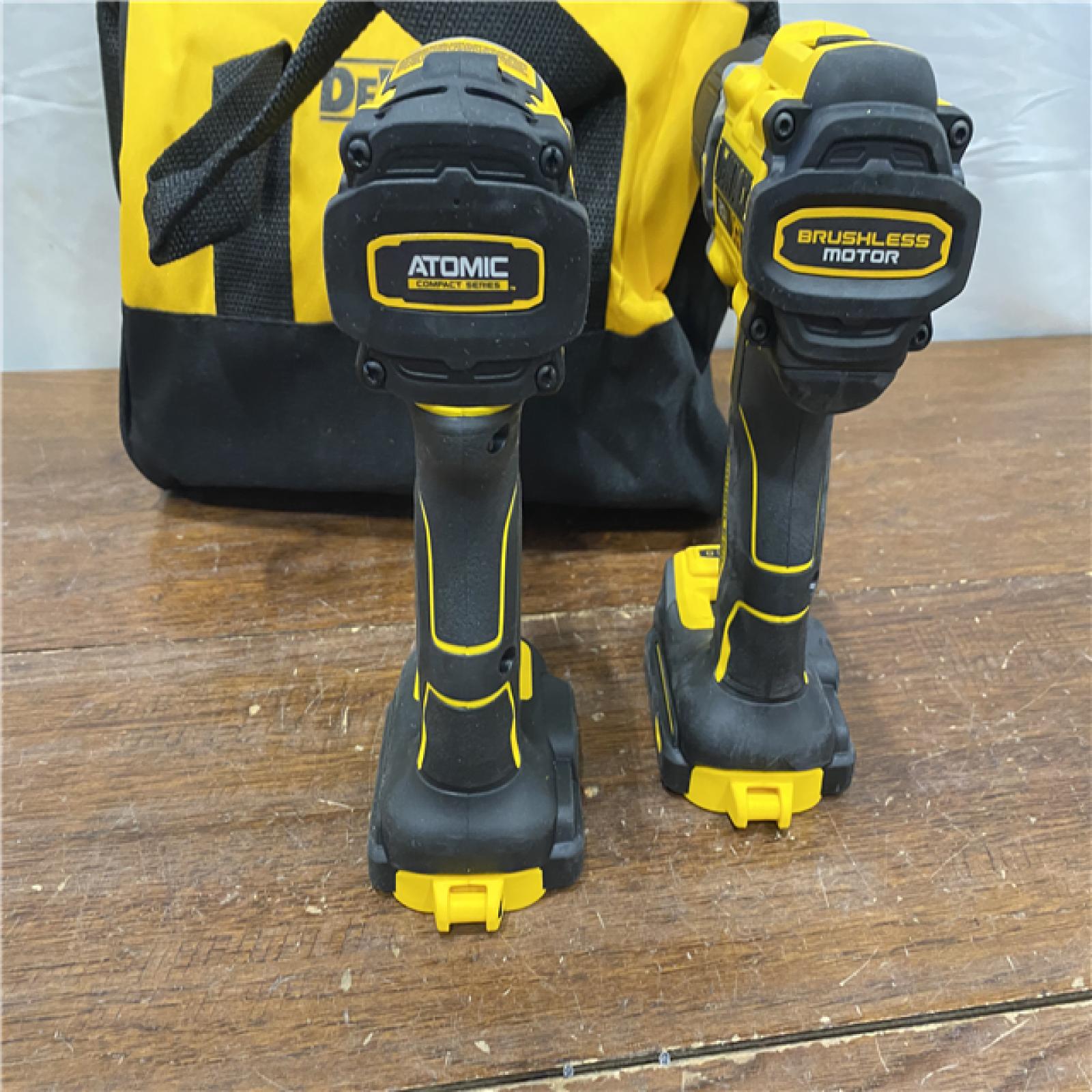 AS-ISDEWALT 20V MAX XR Hammer Drill and ATOMIC Impact Driver 2 Tool Cordless Combo Kit with (2) 4.0Ah Batteries, Charger, and Bag